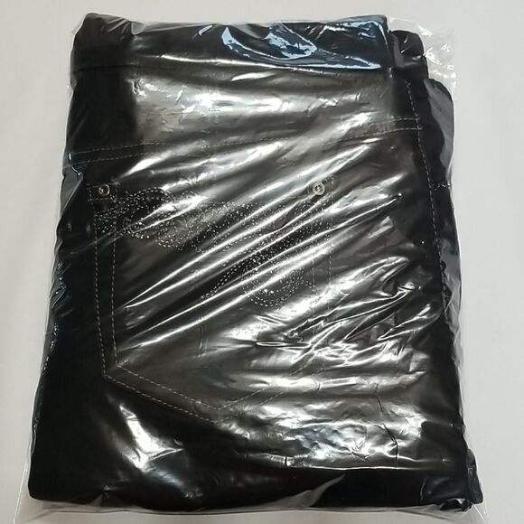 Reitmans Jeans Women's Size 11 Black Flare Leg With Embroidered Pockets Pull On - Picture 11 of 11